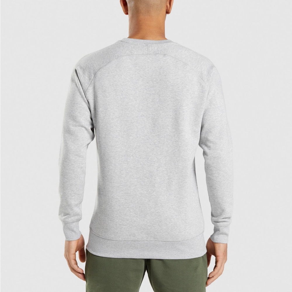 Men’s Gymshark Crest Sweatshirt Slim Fit Small light grey marl - Picture 2 of 7